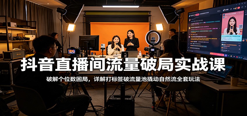 抖音直播间流量破局实战课：破解个位数困局，详解打标签破流量池撬动自然流全套玩法-xiaobairz