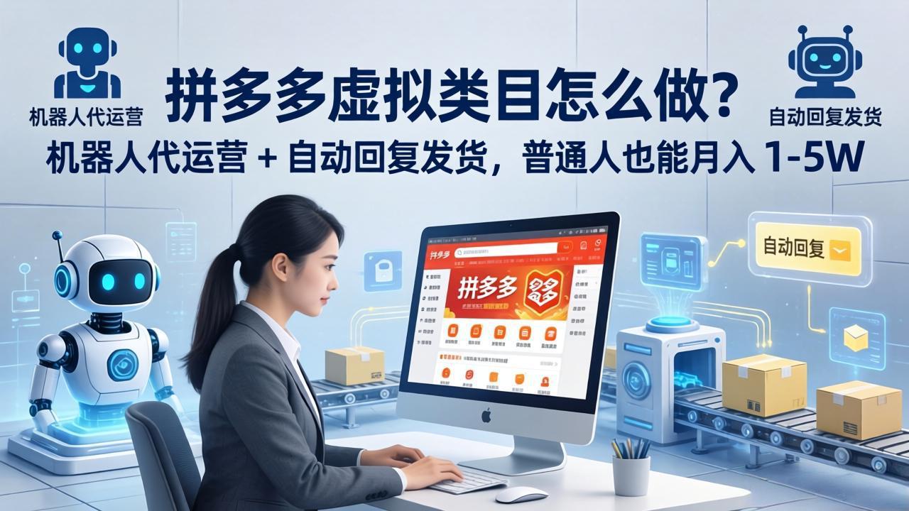 拼多多虚拟类目怎么做？机器人代运营 + 自动回复发货，普通人也能月入 1-5W-xiaobairz