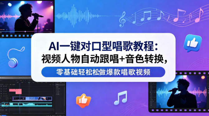 AI一键对口型唱歌教程：视频人物自动跟唱+音色转换，零基础轻松做爆款唱歌视频-xiaobairz
