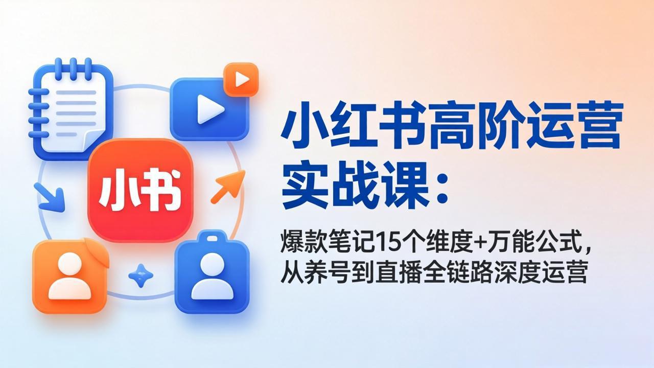 小红书高阶运营实战课：爆款笔记15个维度+万能公式，从养号到直播全链路深度运营-xiaobairz