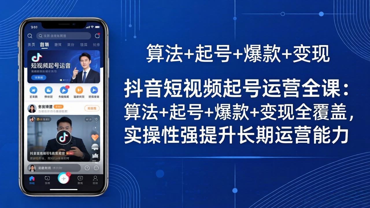 抖音短视频起号运营全课：算法+起号+爆款+变现全覆盖，实操性强提升长期运营能力-xiaobairz