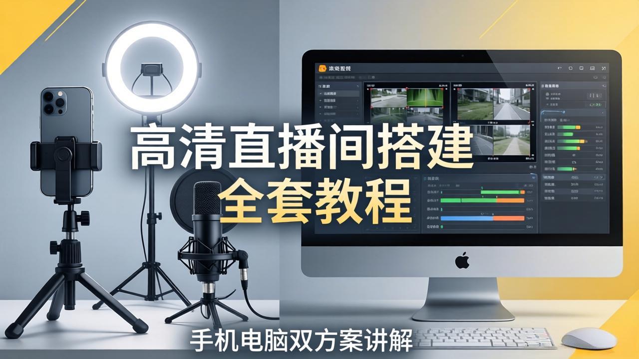 高清直播间搭建全套教程，手机电脑双方案讲解，设备选型调试多机位实操教学-xiaobairz