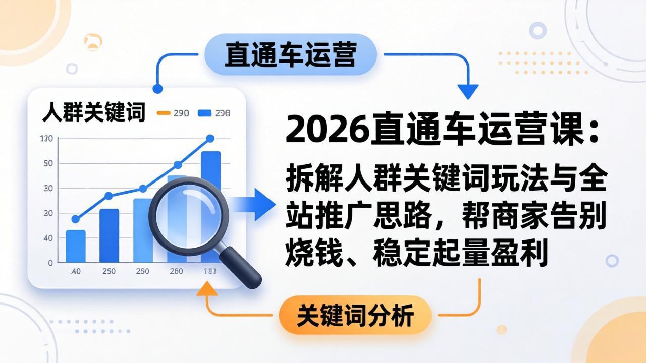 2026直通车运营课：拆解人群关键词玩法与全站推广思路，帮商家告别烧钱、稳定起量盈利-xiaobairz