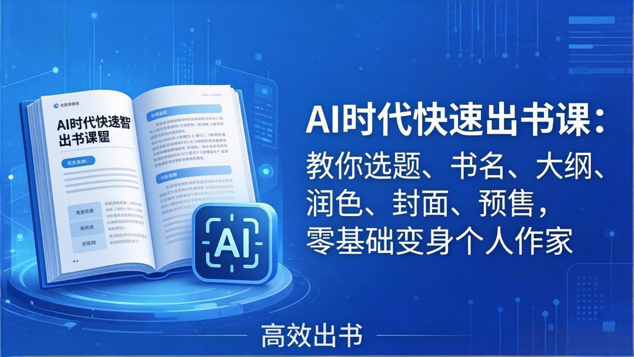 AI时代7天闪电出书课：教你选题、书名、大纲、润色、封面、预售，零基础变身个人作家-xiaobairz