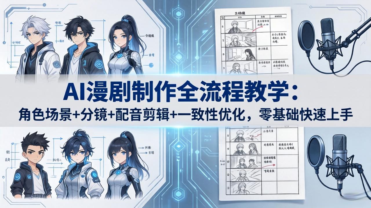 AI漫剧制作全流程教学：角色场景+分镜+配音剪辑+一致性优化，零基础快速上手-xiaobairz