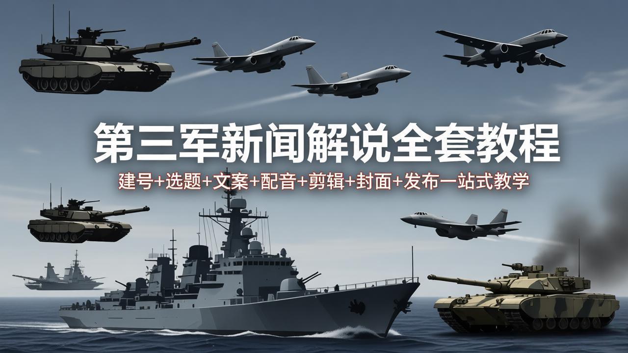 第三军迷新闻解说全套教程：建号+选题+文案+配音+剪辑+封面+发布一站式教学-xiaobairz