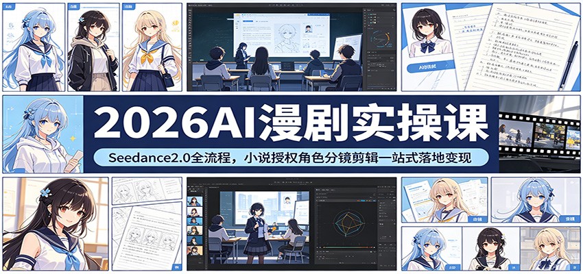 2026AI漫剧实操课：Seedance2.0全流程，小说授权角色分镜剪辑一站式落地变现-xiaobairz