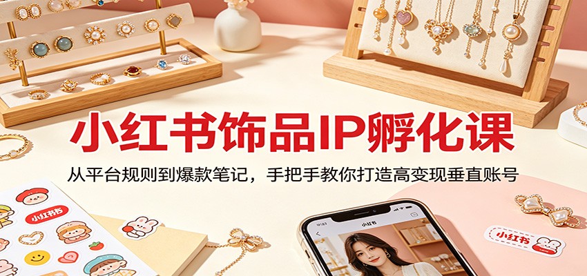 小红书饰品IP孵化课：从平台规则到爆款笔记，手把手教你打造高变现垂直账号-xiaobairz