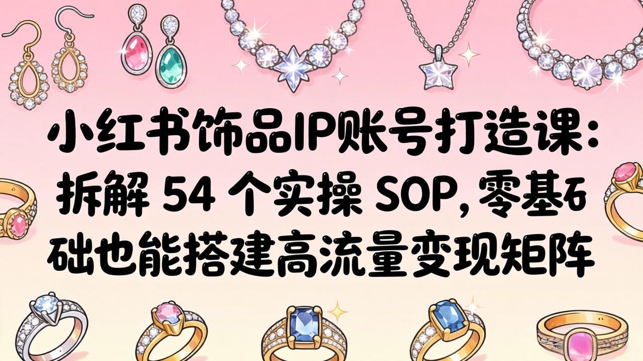 小红书饰品IP账号打造课：拆解 54 个实操 SOP，零基础也能搭建高流量变现矩阵-xiaobairz