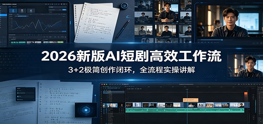 2026新版AI短剧高效工作流：3+2极简创作闭环，全流程实操讲解-xiaobairz