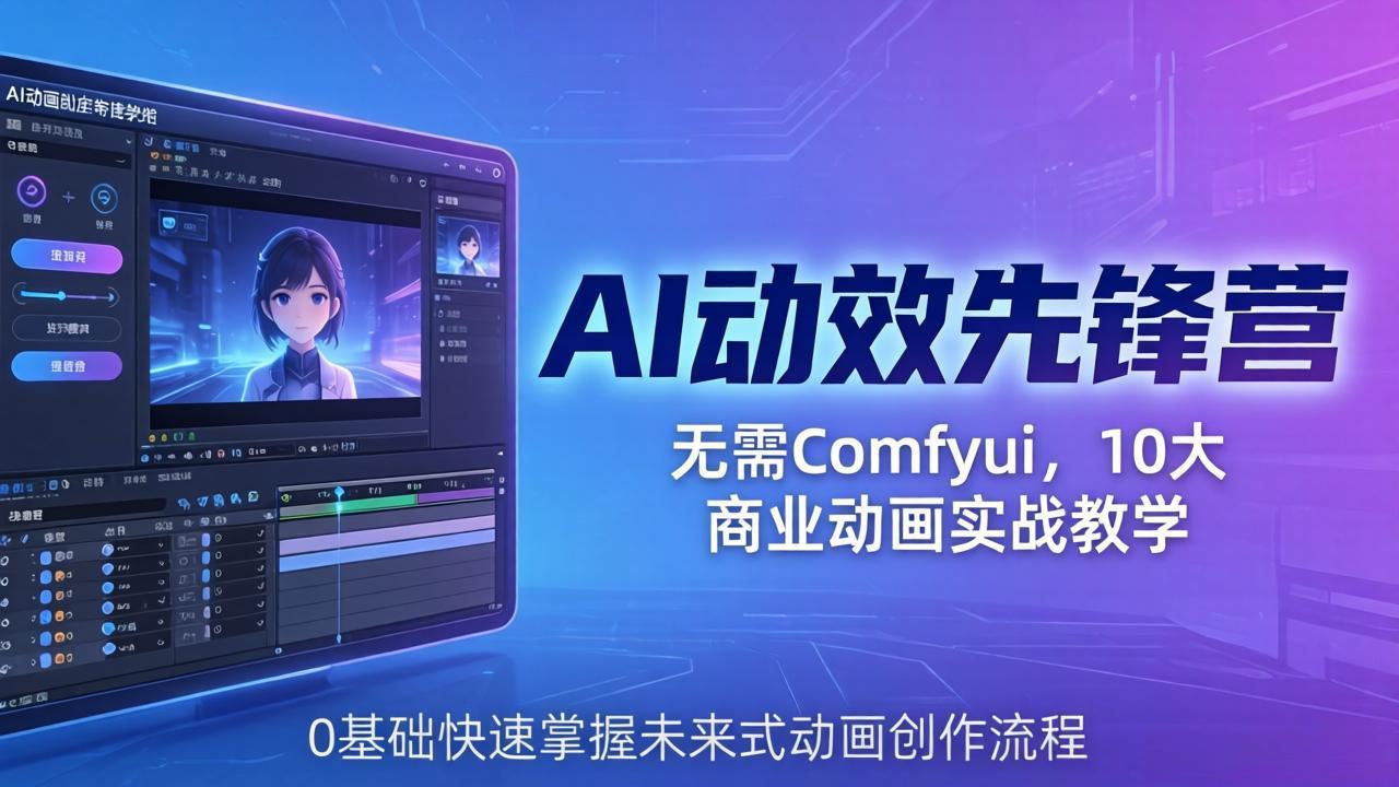 AI 动效先锋营：无需Comfyui，10大商业动画实战教学，0基础快速掌握未来式动画创作流程-xiaobairz