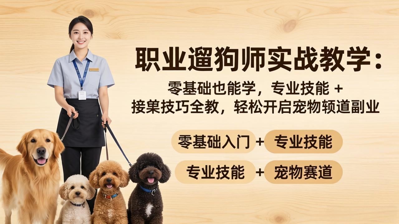 职业遛狗师实战教学：零基础也能学，专业技能 + 接单技巧全教，轻松开启宠物赛道副业-xiaobairz