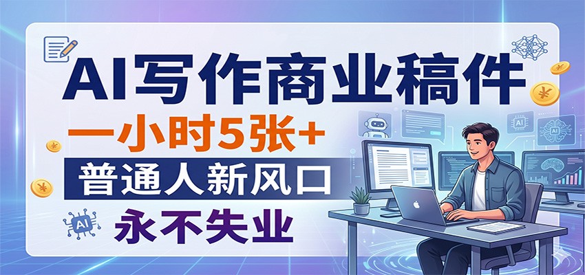 AI写作商业稿件，一小时5张+，普通人新风口，永不失业-xiaobairz