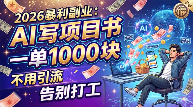 2026暴利副业：AI 写项目书，一单 1000 块，不用引流，告别打工-xiaobairz