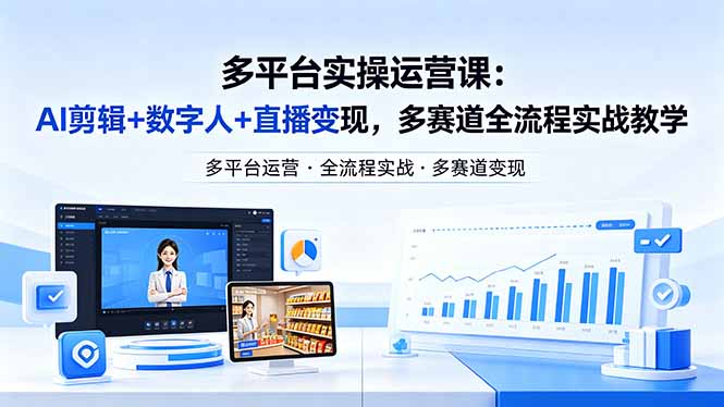 某团队多平台实操运营课-更新26年4月20：AI剪辑+数字人+直播变现，多赛道全流程实战教学-xiaobairz