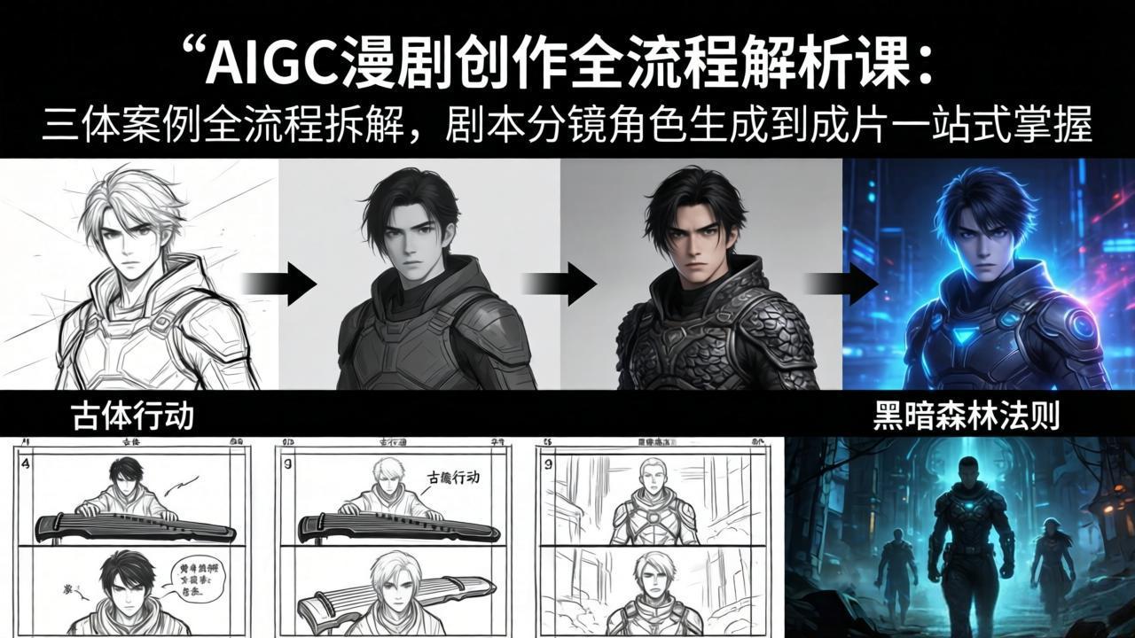 AIGC漫剧创作全流程解析课：三体案例全流程拆解，剧本分镜角色生成到成片一站式掌握-xiaobairz