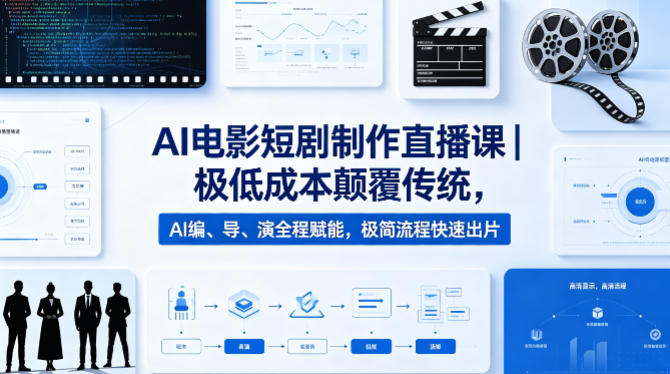 AI电影短剧制作直播课｜极低成本颠覆传统，AI编、导、演全程赋能，极简流程快速出片-xiaobairz