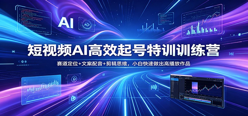短视频AI高效起号特训训练营：赛道定位+文案配音+剪辑思维，小白快速做出高播放作品-xiaobairz