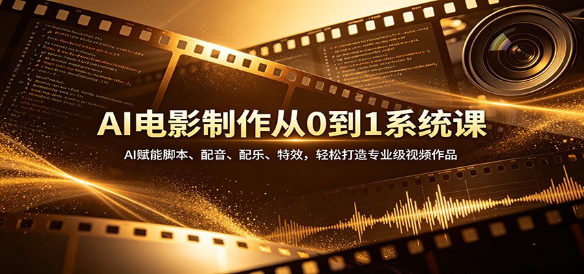 AI电影制作从0到1系统课：AI赋能脚本、配音、配乐、特效，轻松打造专业级视频作品-xiaobairz
