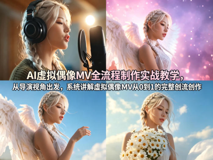 AI虚拟偶像MV全流程制作实战教学，从导演视角出发，系统讲解虚拟偶像MV从0到1的完整创作流程-xiaobairz