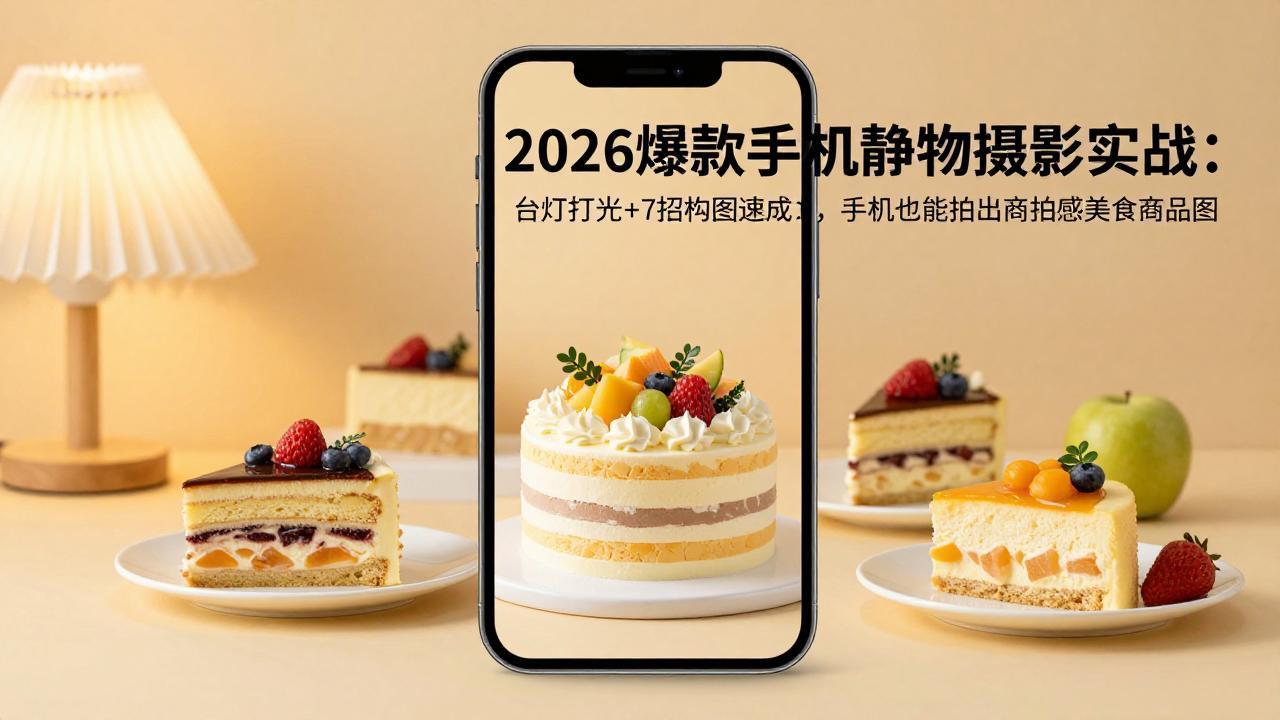 2026爆款手机静物摄影实战：台灯打光+7招构图速成，手机也能拍出商拍感美食商品图-xiaobairz