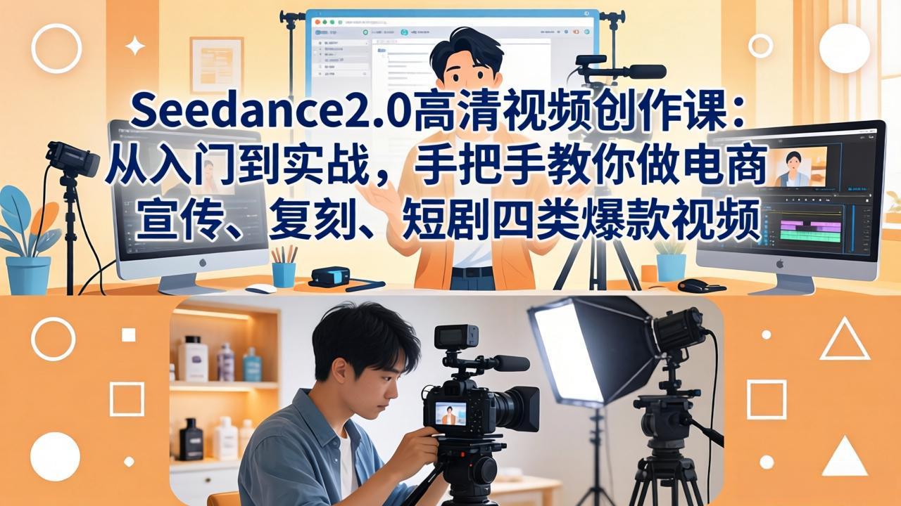 Seedance2.0高清视频创作课：从入门到实战，手把手教你做电商、宣传、复刻、短剧四类爆款视频-xiaobairz