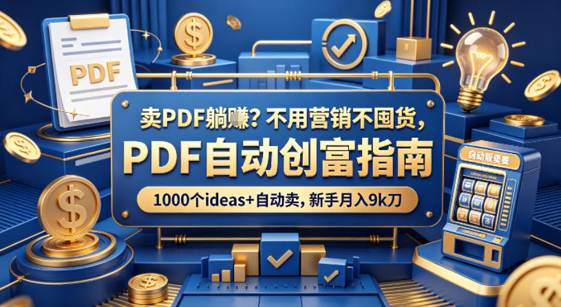 卖PDF躺賺？不用营销不囤货，PDF自动创富指南，1000个ideas+自动卖，新手月入9k刀【原创双语字幕】-xiaobairz