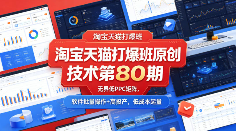 淘宝天猫打爆班原创技术第80期，无界低PPC矩阵，软件批量操作+高投产，低成本起量-xiaobairz