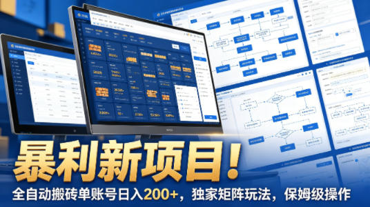 暴利新项目！全自动搬砖单账号日入200+，独家矩阵玩法，保姆级操作【揭秘】-xiaobairz