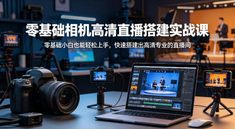 零基础相机高清直播间搭建实战课，小白也能轻松上手，快速搭建出高清专业的直播间-xiaobairz