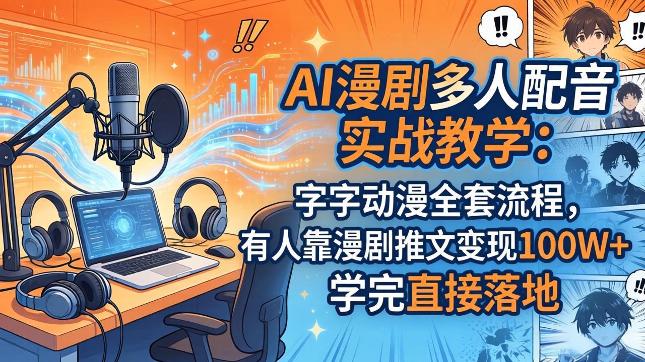 AI漫剧多人配音实战教学：字字动漫全套流程，有人靠漫剧推文变现100W+，学完直接落地-xiaobairz