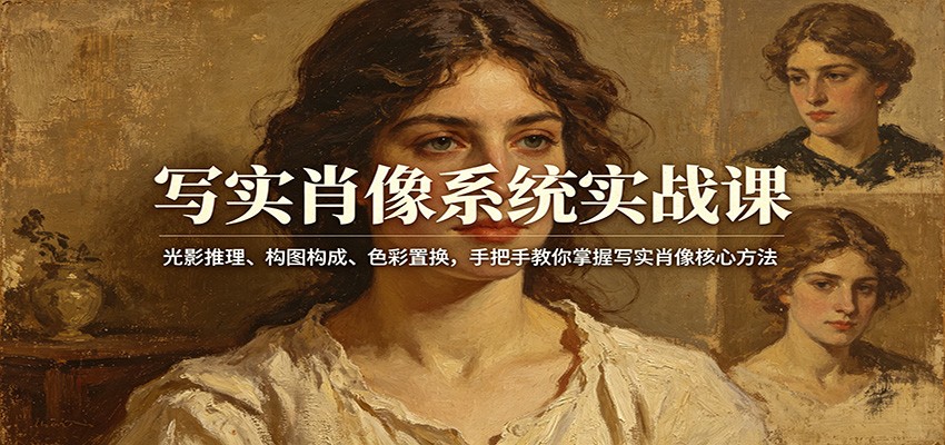 写实肖像系统实战课：光影推理、构图构成、色彩置换，手把手教你掌握写实肖像核心方法-xiaobairz
