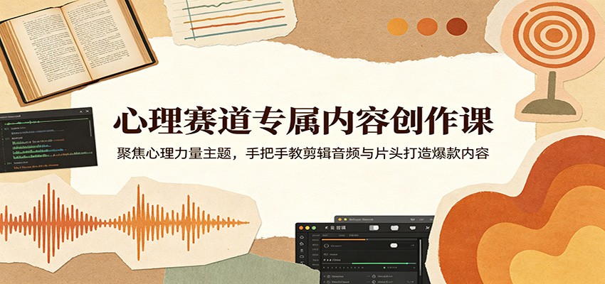 心理赛道专属内容创作课：聚焦心理力量主题，手把手教剪辑音频与片头打造爆款内容-xiaobairz