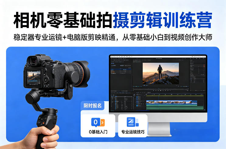 相机零基础拍摄剪辑训练营：稳定器专业运镜+电脑版剪映精通，从零基础小白到视频创作大师-xiaobairz