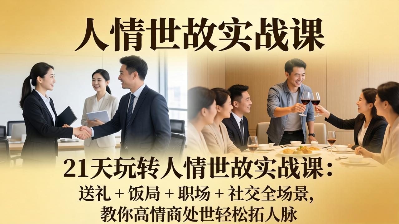 21 天玩转人情世故实战课：送礼 + 饭局 + 职场 + 社交全场景，教你高情商处世轻松拓人脉-xiaobairz