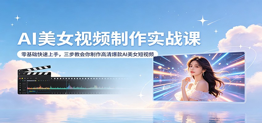 AI美女视频制作实战课：零基础快速上手，三步教会你制作高清爆款AI美女短视频-xiaobairz