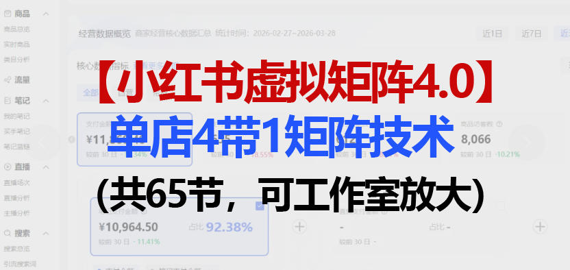 小红书虚拟矩阵4.0技术：单店4带1矩阵(共65节，可工作室放大)-xiaobairz