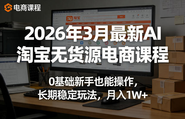2026年3月最新AI淘宝无货源电商课程，0基础新手也能操作，长期稳定玩法，月入1W+(更新0410)-xiaobairz