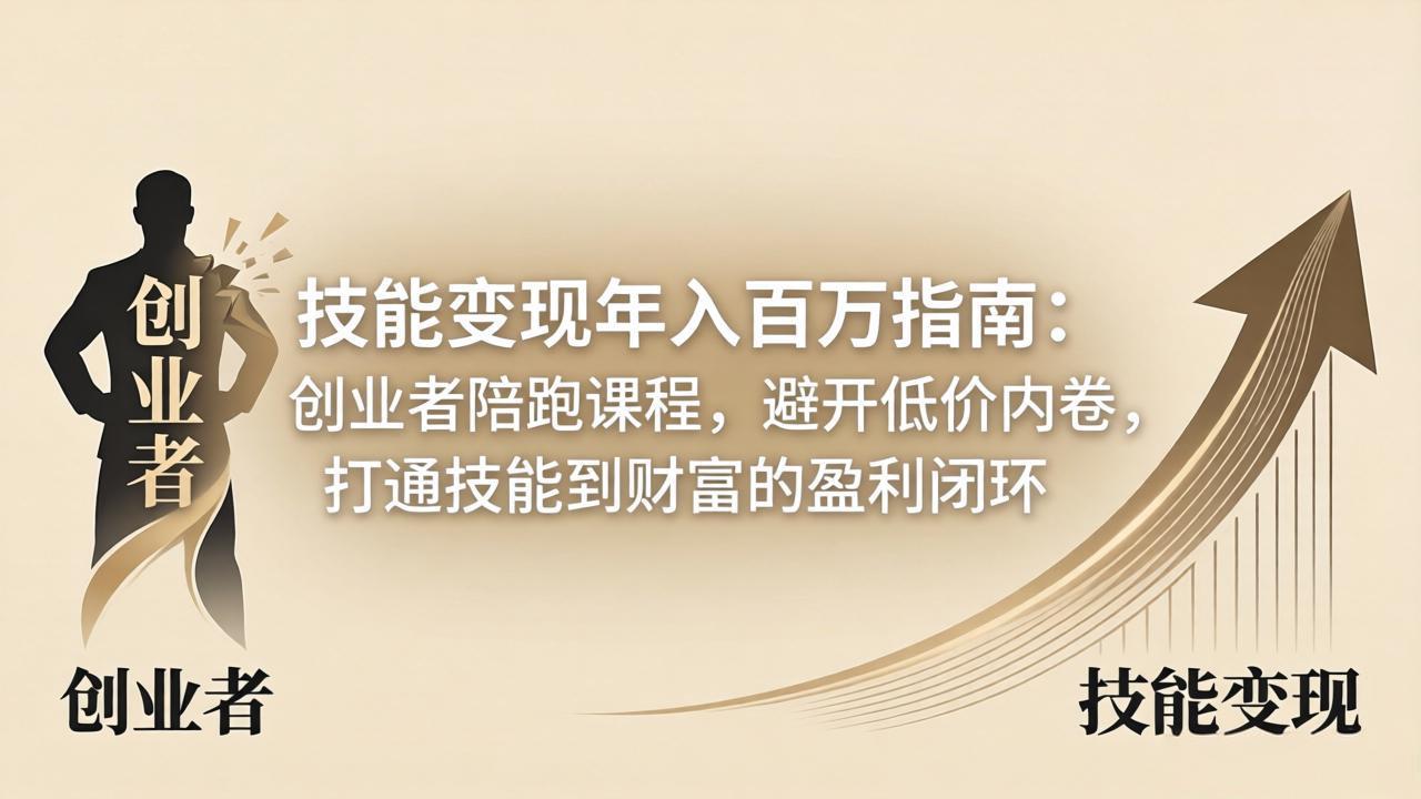 技能变现年入百万指南：创业者陪跑课程，避开低价内卷，打通技能到财富的盈利闭环-xiaobairz