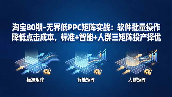 淘宝80期-无界低PPC矩阵实战：软件批量操作降低点击成本，标准+智能+人群三矩阵投产择优-xiaobairz