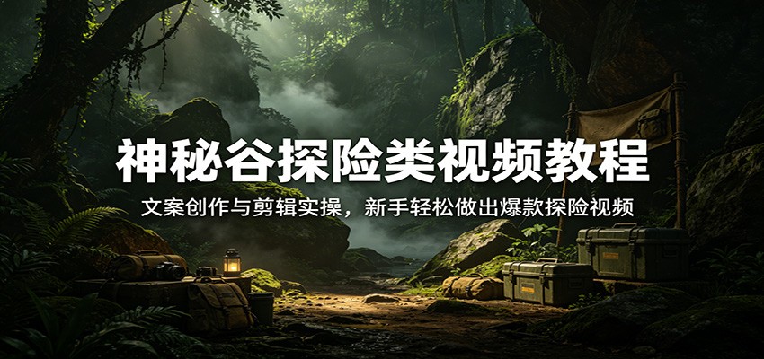 神秘谷探险类视频教程：文案创作与剪辑实操，新手轻松做出爆款探险视频-xiaobairz