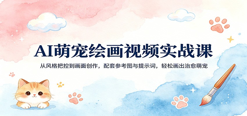 AI萌宠绘画视频实战课：从风格把控到画面创作，配套参考图与提示词，轻松画出治愈萌宠-xiaobairz