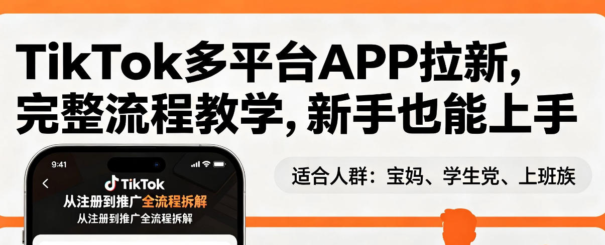 TikTok多平台APP拉新，完整流程教学，新手也能上手，轻松出海搞美金-xiaobairz