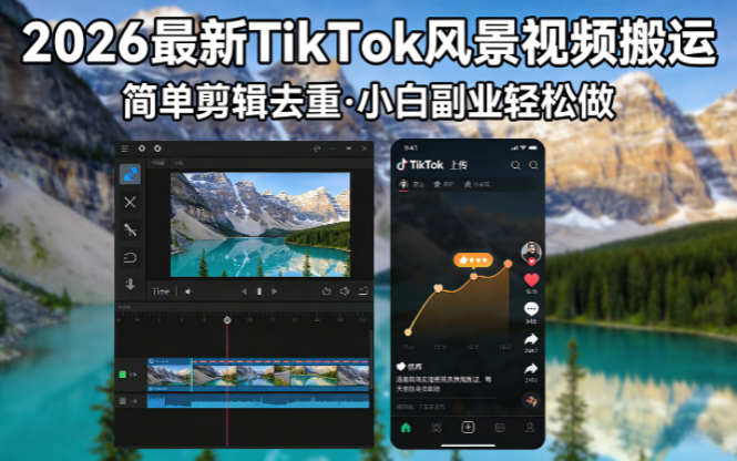2026最新TikTok风景视频搬运简单剪辑去重小白副业月入 8000-xiaobairz
