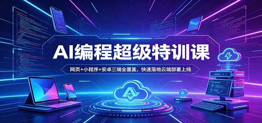 AI编程超级特训课：网页+小程序+安卓三端全覆盖，快速落地云端部署上线-xiaobairz