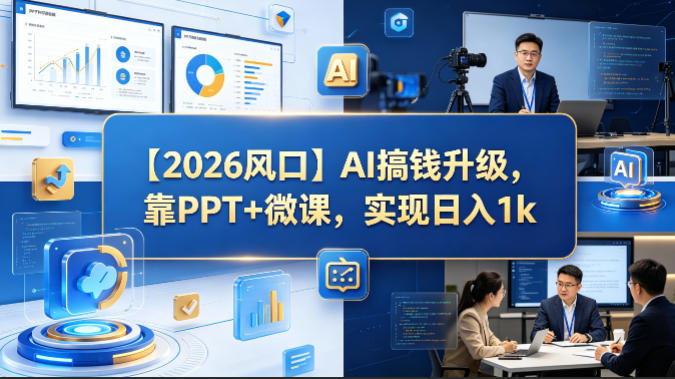 【2026风口】AI搞钱升级，靠PPT+微课，实现日入1k-xiaobairz