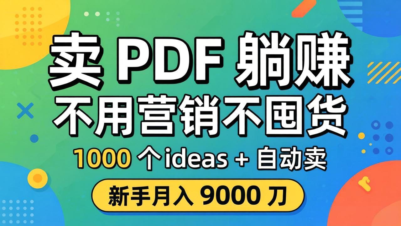 卖 PDF 躺赚？不用营销不囤货，1000 个 ideas + 自动卖，新手月入 9000 刀【原创双语字幕】-xiaobairz