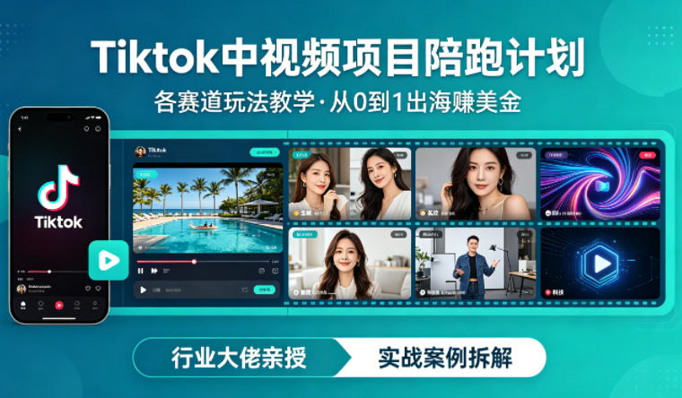 某大佬的Tiktok中视频项目陪跑，涵盖TK各个赛道玩法教学，从0到1出海賺美金-xiaobairz