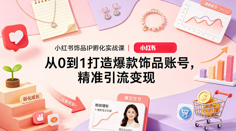 小红书饰品IP孵化实战课｜从0到1打造爆款饰品账号，精准引流变现-xiaobairz