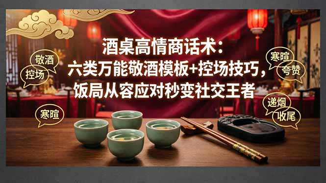 付费文章：酒桌高情商话术：六类万能敬酒模板+控场技巧，饭局从容应对秒变社交王者-xiaobairz